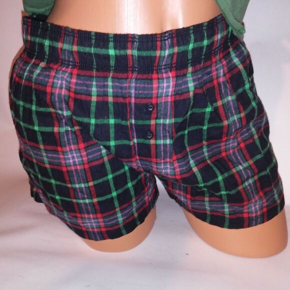 Victoria Secret PINK Pajama Set Short Sleeve & Shorts XS Green Black Red Logo Pl - Picture 5 of 13